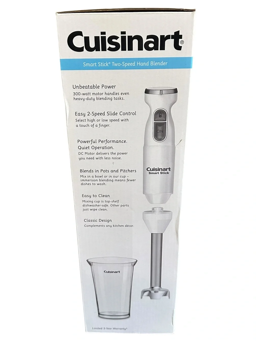 Cuisinart CSB-175 300 Watts Smart Stick Two-Speed Hand Blender White NEW in Box
